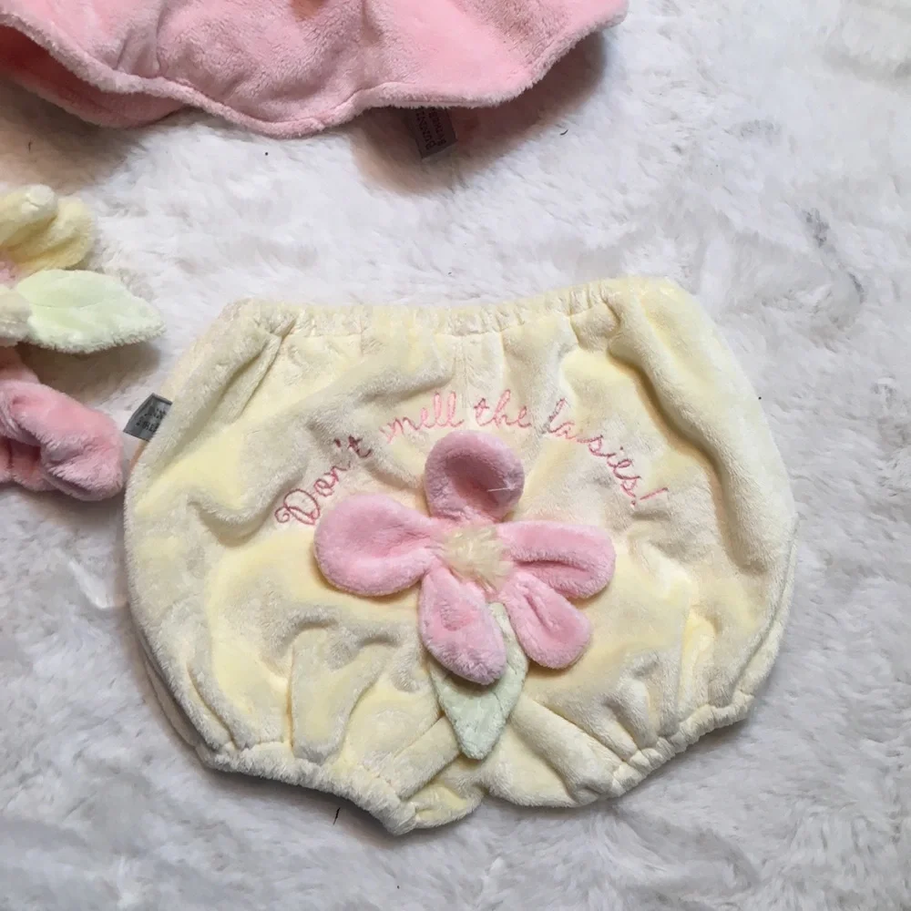 Kids Floral Plush Matching Set - Pink & Cream